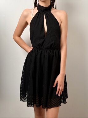 h&m black backless dress Open-back satin dress